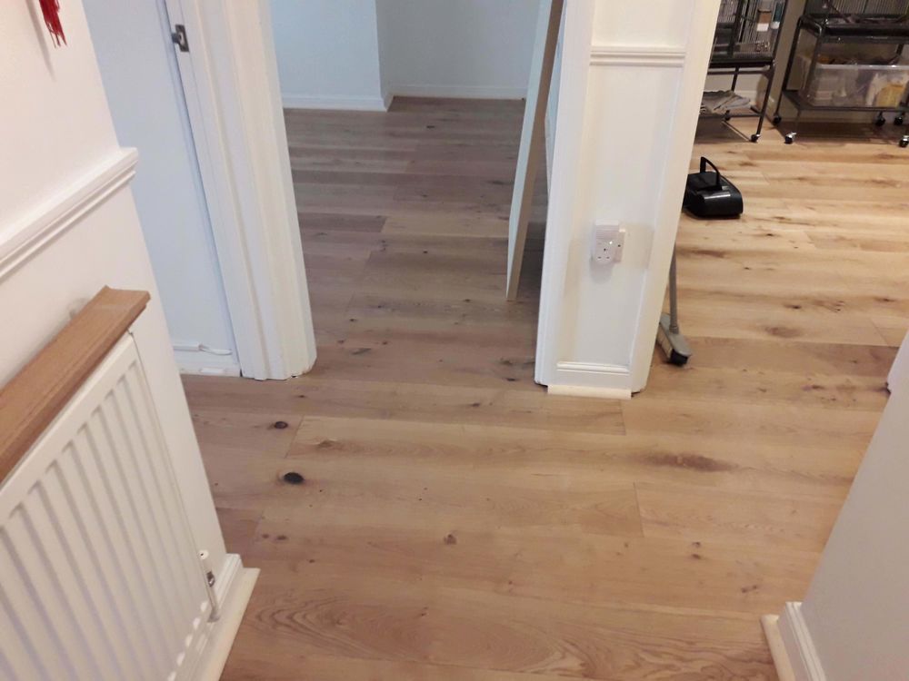 Engineered wood flooring fitted in an Essex hallway